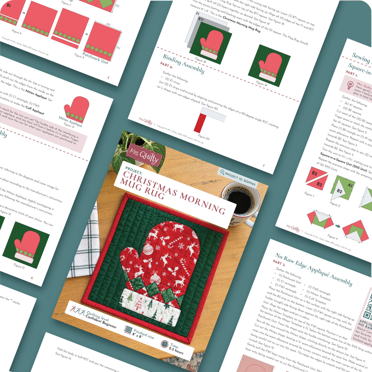 Christmas Morning Mug Rug Digital PDF Pattern