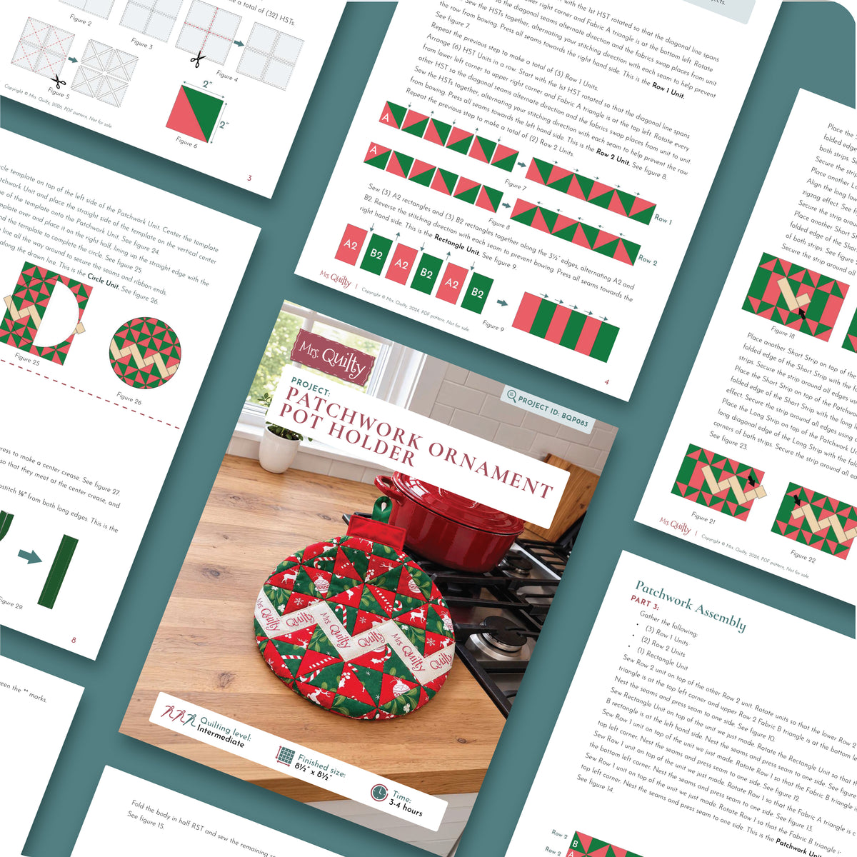 Patchwork Ornament Pot Holder Digital PDF Pattern