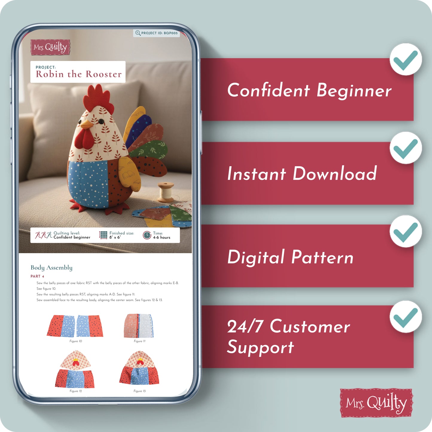 Robin the Rooster Digital PDF Pattern