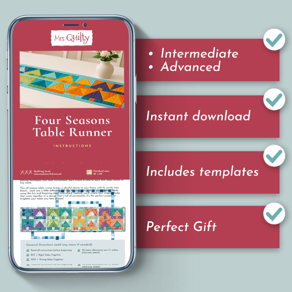 Four Seasons Table Runner Downloadable PDF Quilt Pattern