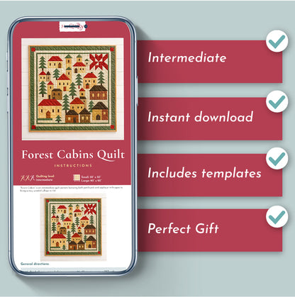 Forest Cabins Downloadable PDF Quilt Pattern