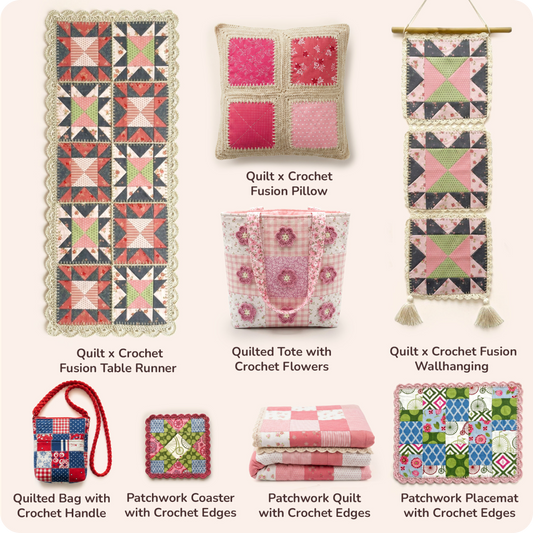 8 Downloadable PDF Quilt x Crochet Fusion Patterns (sent via email)