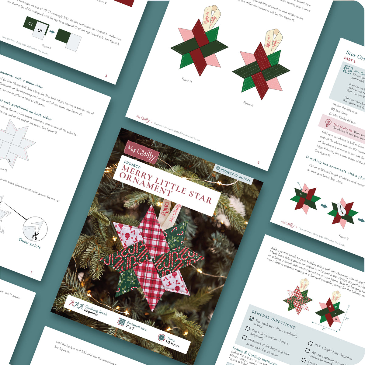 Merry Little Star Ornament Digital PDF Pattern
