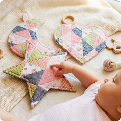 Patchwork Heart, Moon & Star Baby Crinkle Toys Digital PDF Pattern