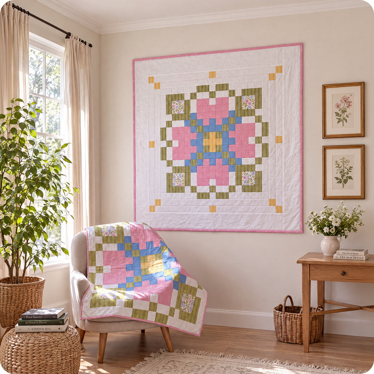 Pixel Bloom Quilt Digital PDF Pattern