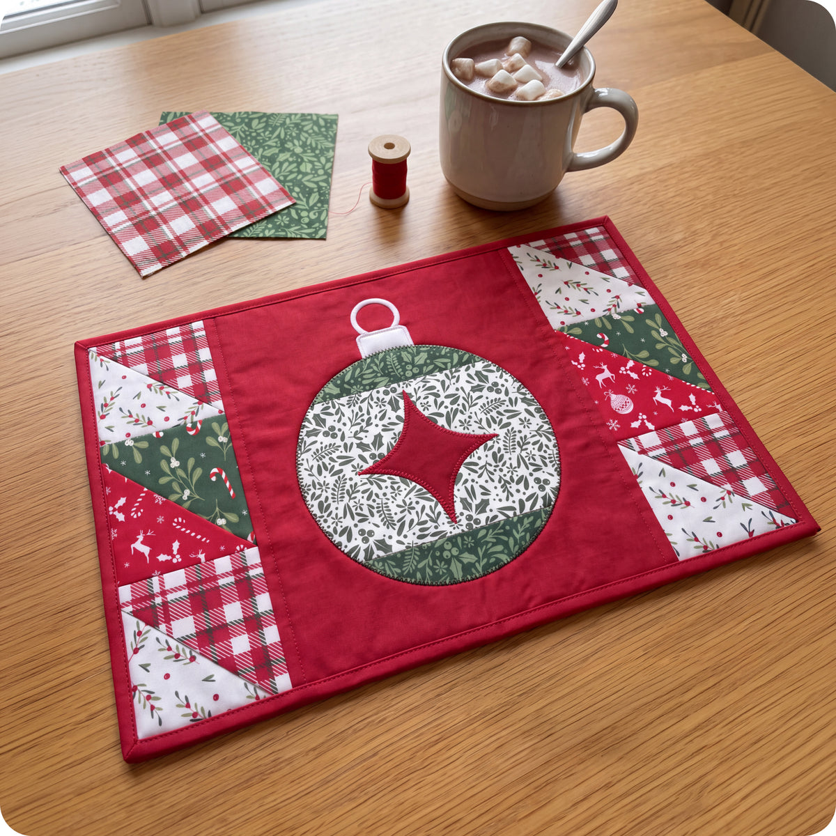 Cozy Christmas Ornament Placemat Digital PDF Pattern