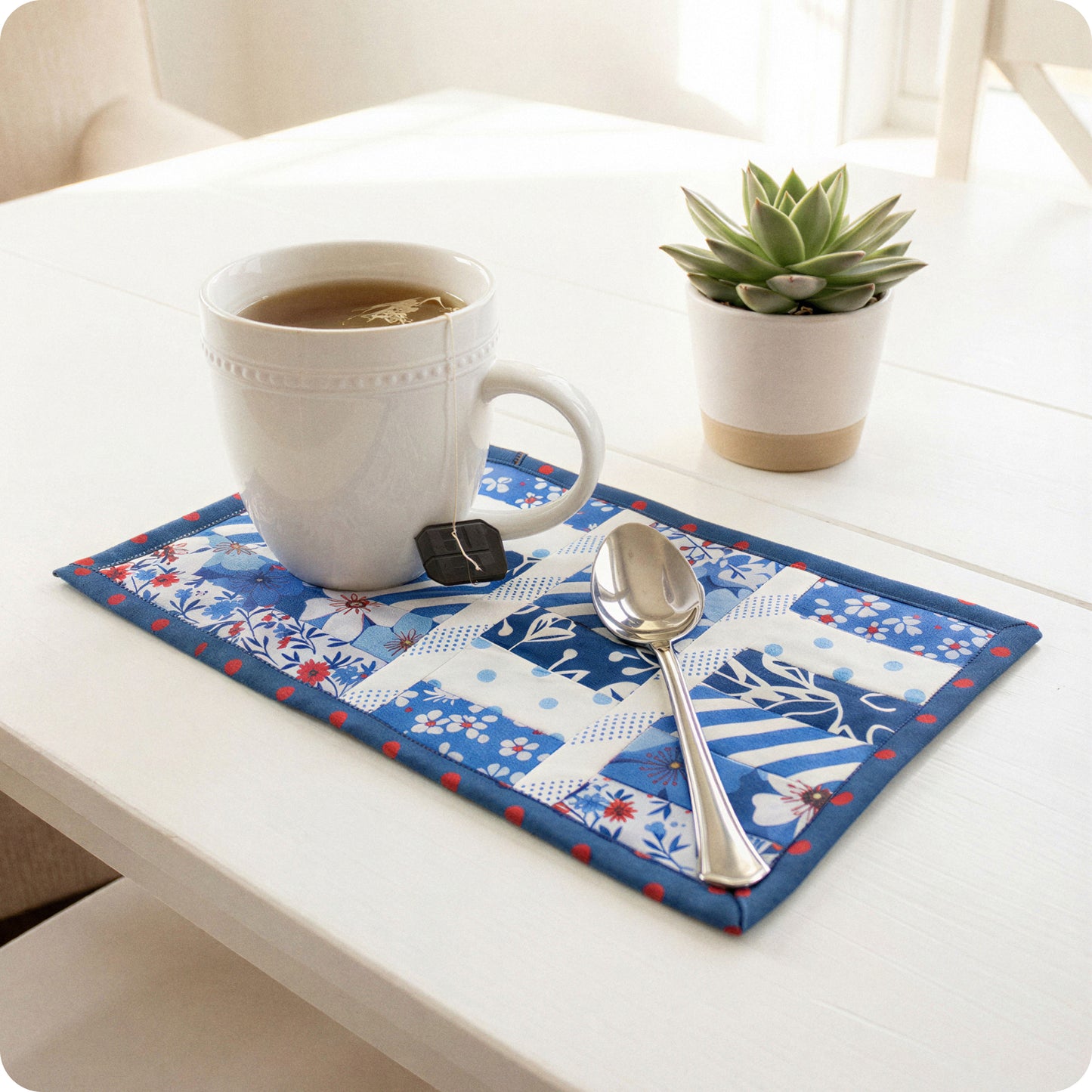 Quilt-As-You-Go Mug Rug Downloadable PDF Quilt Pattern