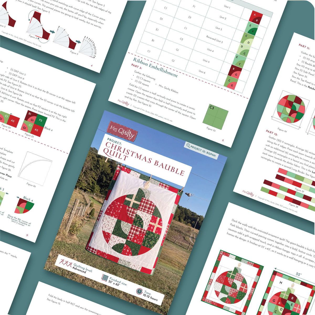 Christmas Bauble Quilt Digital PDF Pattern