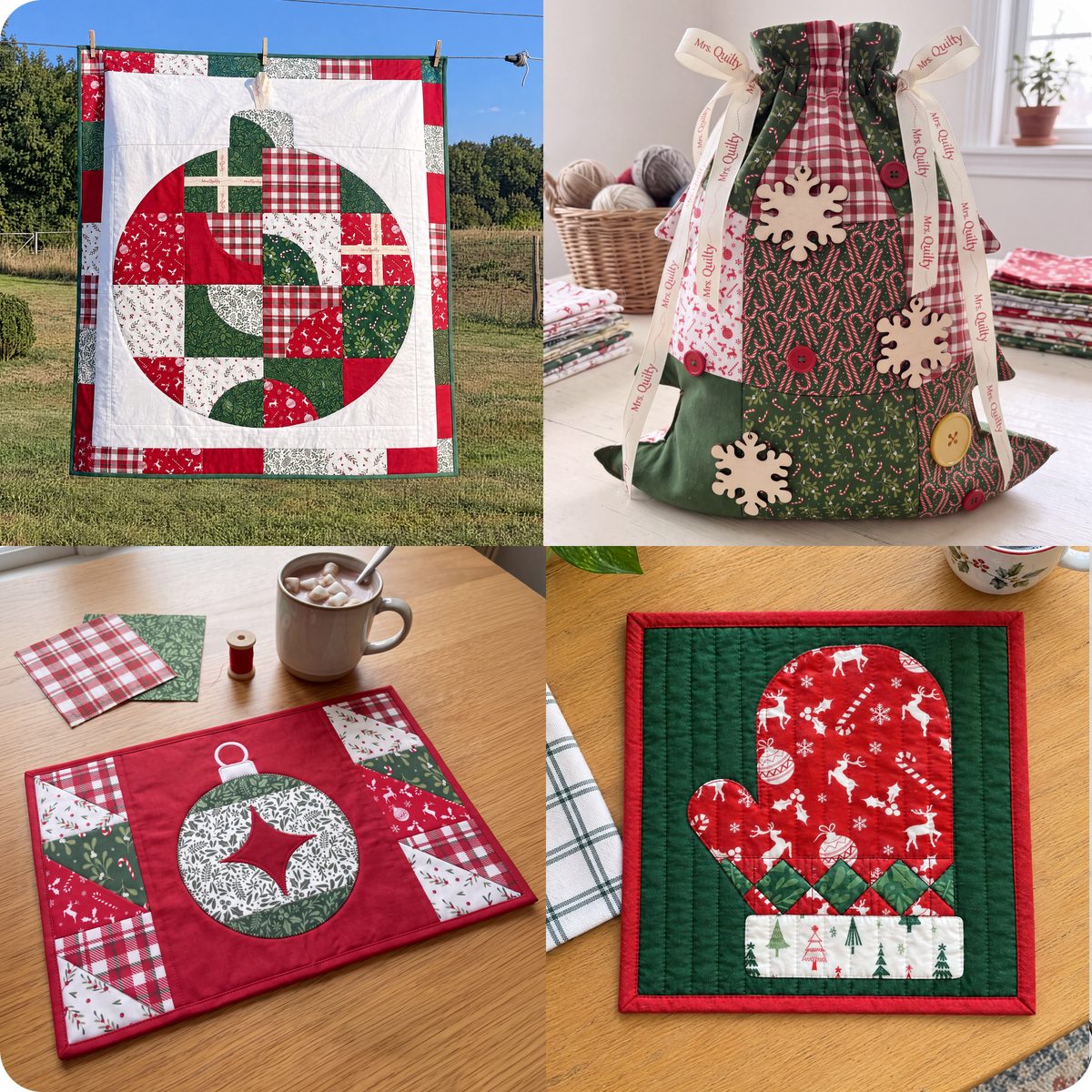 14 Downloadable PDF Christmas Quilt Pattern Bundle