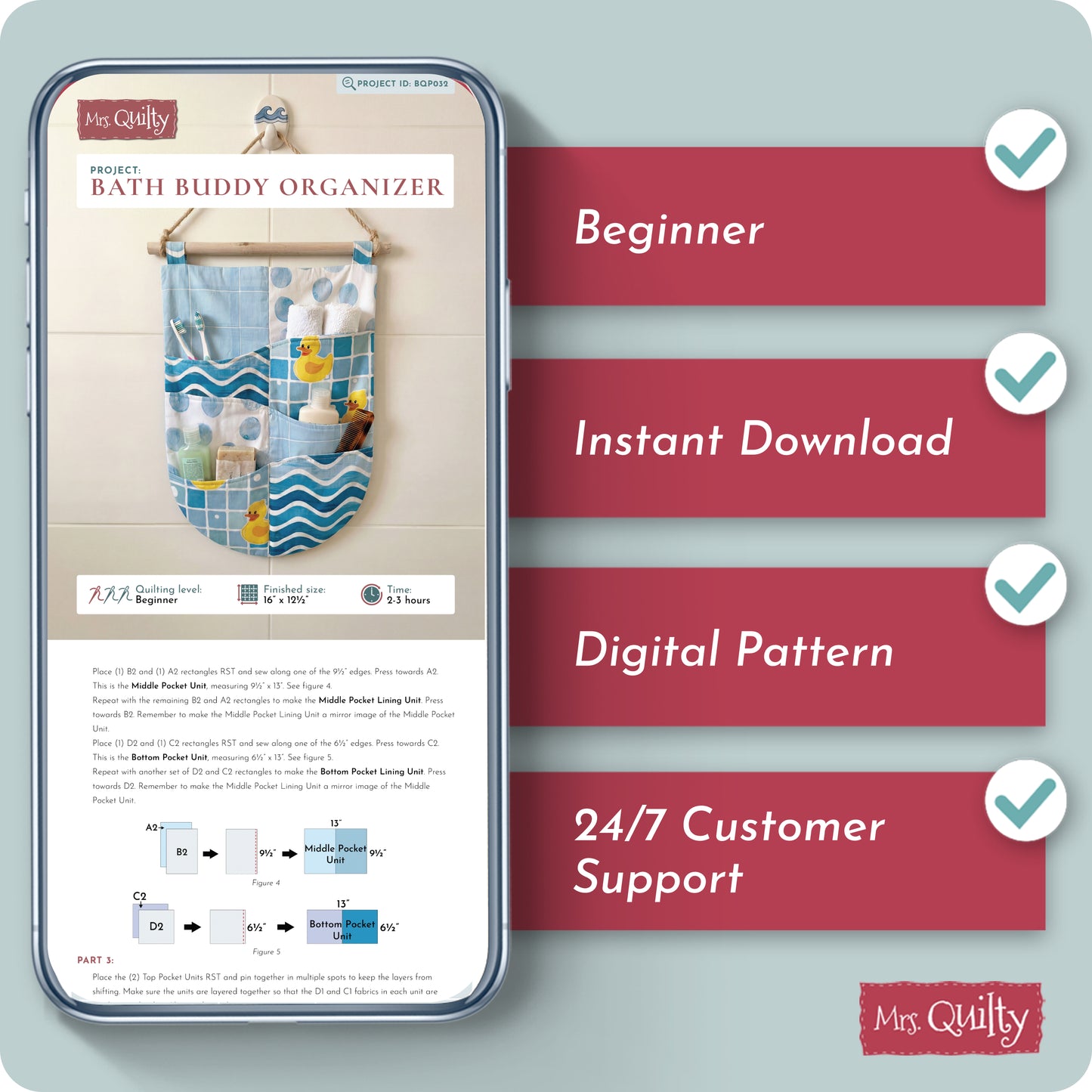 Bath Buddy Organizer Digital PDF Pattern