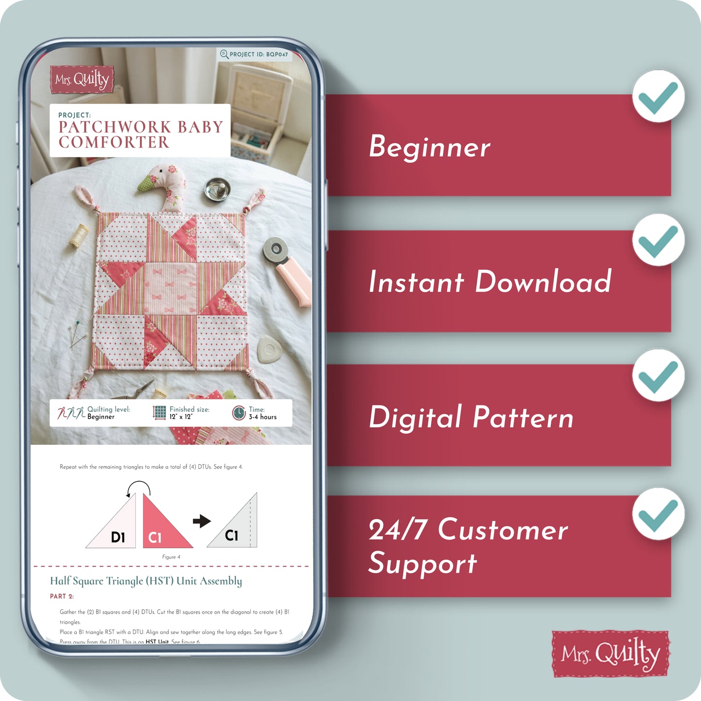 Patchwork Baby Comforter Digital PDF Pattern