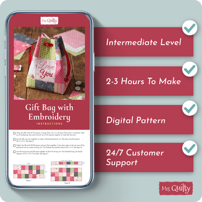 Patchwork Gift Bag Digital PDF Pattern