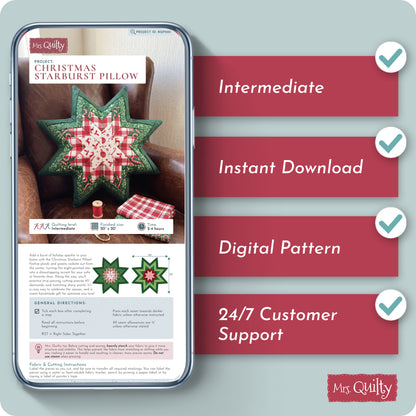Christmas Starburst Pillow Digital PDF Pattern