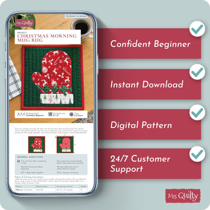 Christmas Morning Mug Rug Digital PDF Pattern