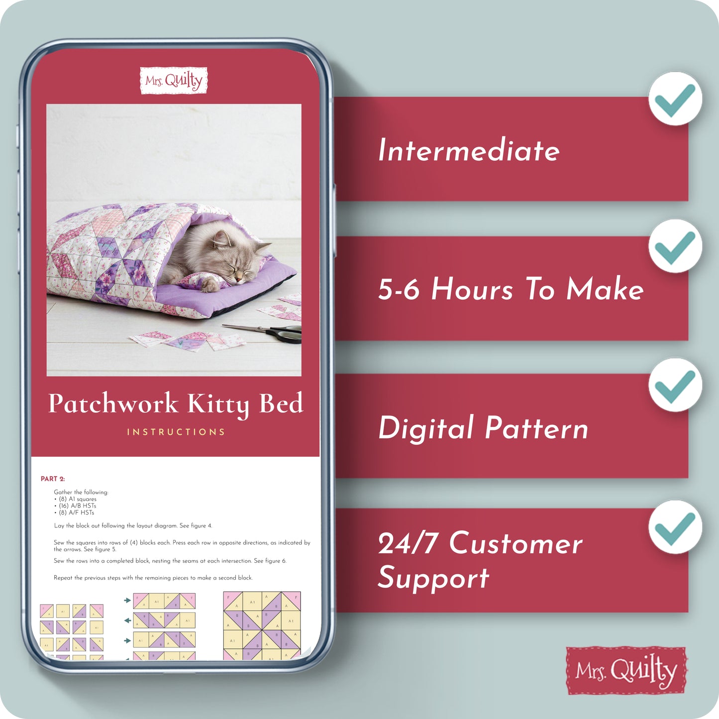 Patchwork Kitty Bed Digital PDF Pattern