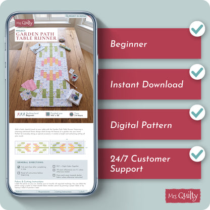 Garden Path Table Runner Digital PDF Pattern