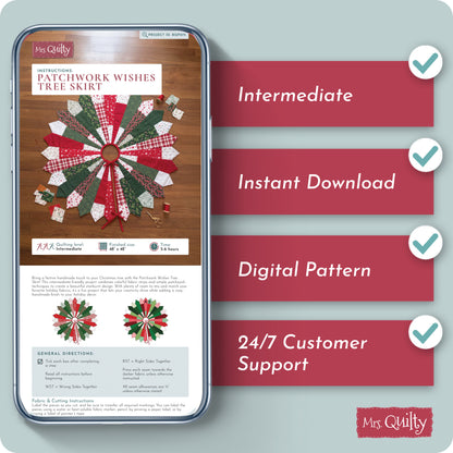 Patchwork Wishes Tree Skirt Digital PDF Pattern