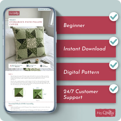 Evergreen Path Pillow Cover Digital PDF Pattern