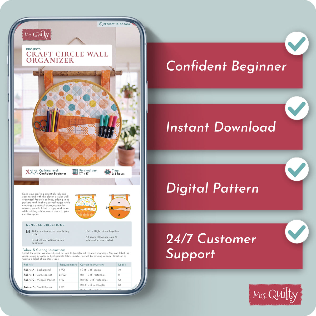 Craft Circle Wall Organizer Digital PDF Pattern
