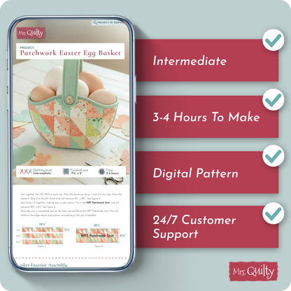 Patchwork Easter Egg Basket Digital PDF Pattern