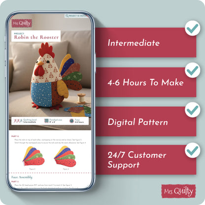 Robin the Rooster Digital PDF Pattern