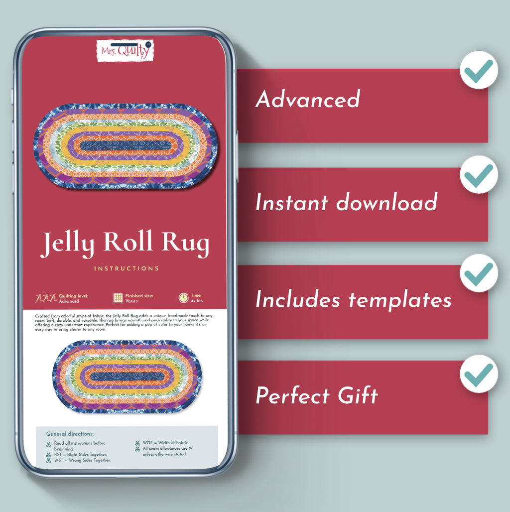 Jelly Roll Rug Sunset Rug Mrs. Quilty: Jelly Roll Rug - Unique Quilted Rug!