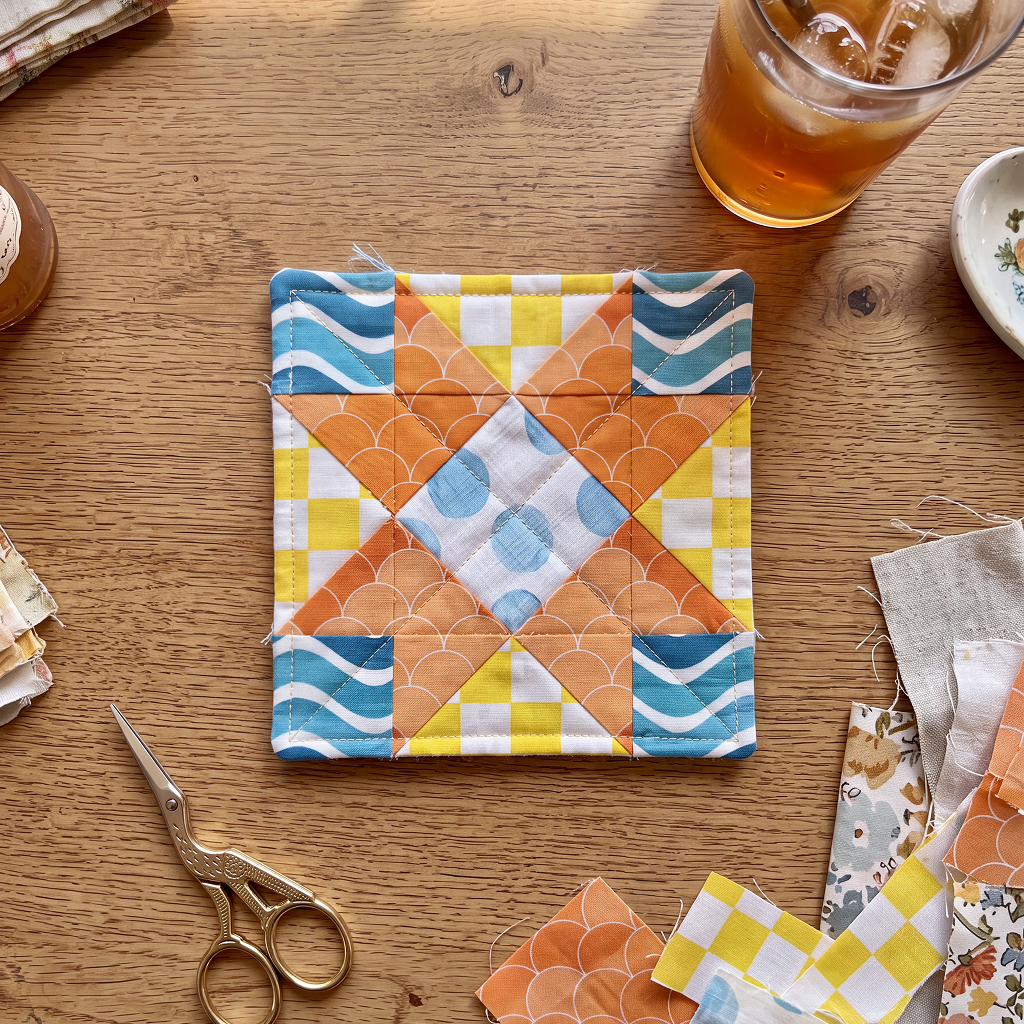 Patchwork Posy Coaster Digital PDF Pattern