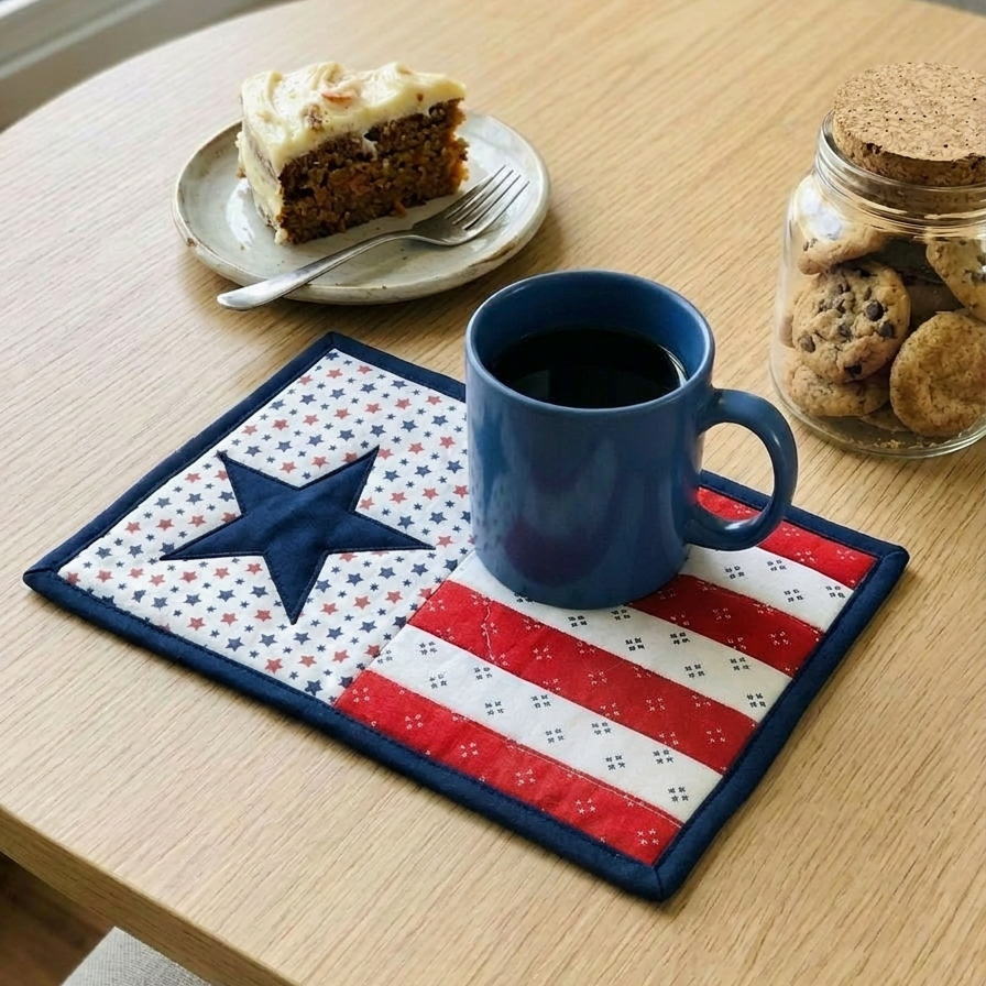 Stars and Stripes Mug Rug Digital PDF Pattern